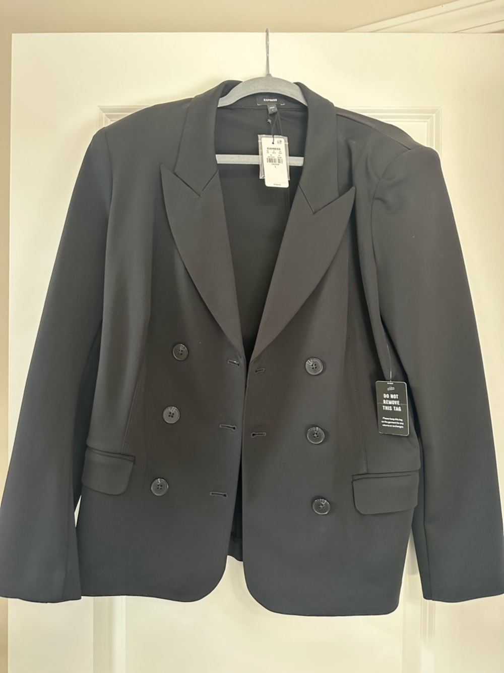Express Double-Breasted Black Women's Blazer - Size L